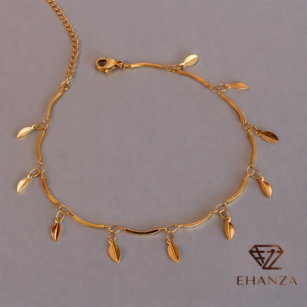 Golden Leaf Charm Anklet