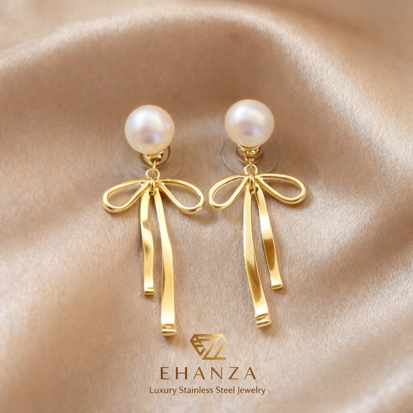 Pearl Bow Earrings (18k Anti-tarnish)