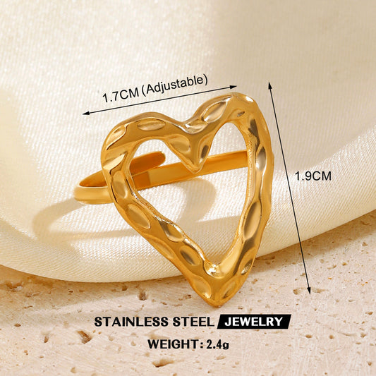Melted Heart Ring β 18K Gold plated Adjustable Ring