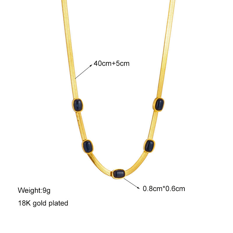 Noir Luxe Chain Necklace –18K Gold Black Stone Jewellery