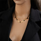Noir Luxe Chain Necklace –18K Gold Black Stone Jewellery