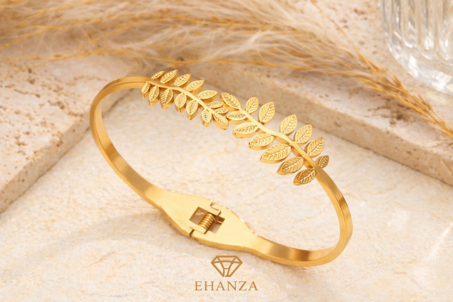 Golden Leaf Luxe Bangle(Adjustable)