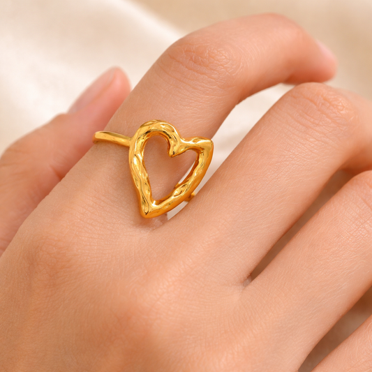 Melted Heart Ring – 18K Gold plated Adjustable Ring