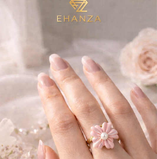 Blush Blossom Pearl Ring(Adjustable)