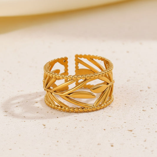 Golden Leaf Cuff Ring