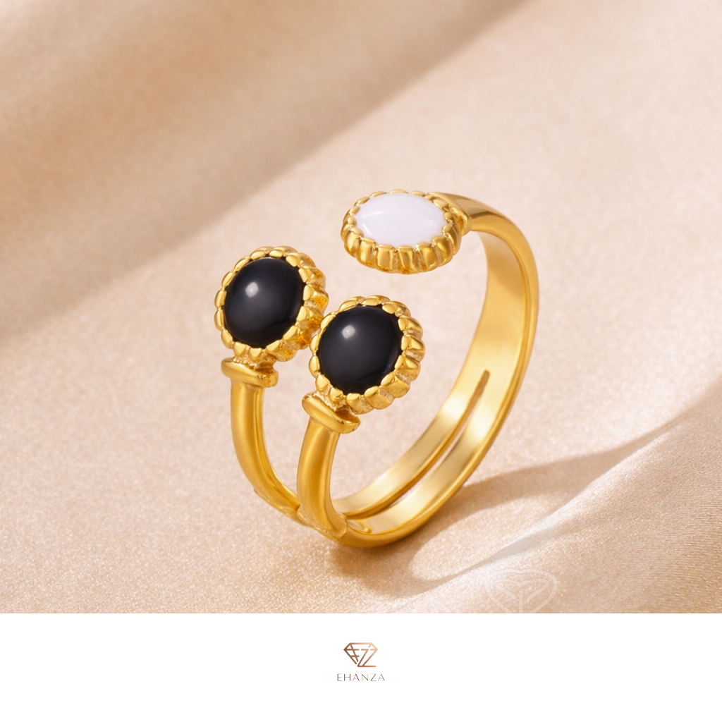 Noir Trio Luxe Ring – Adjustable Ring