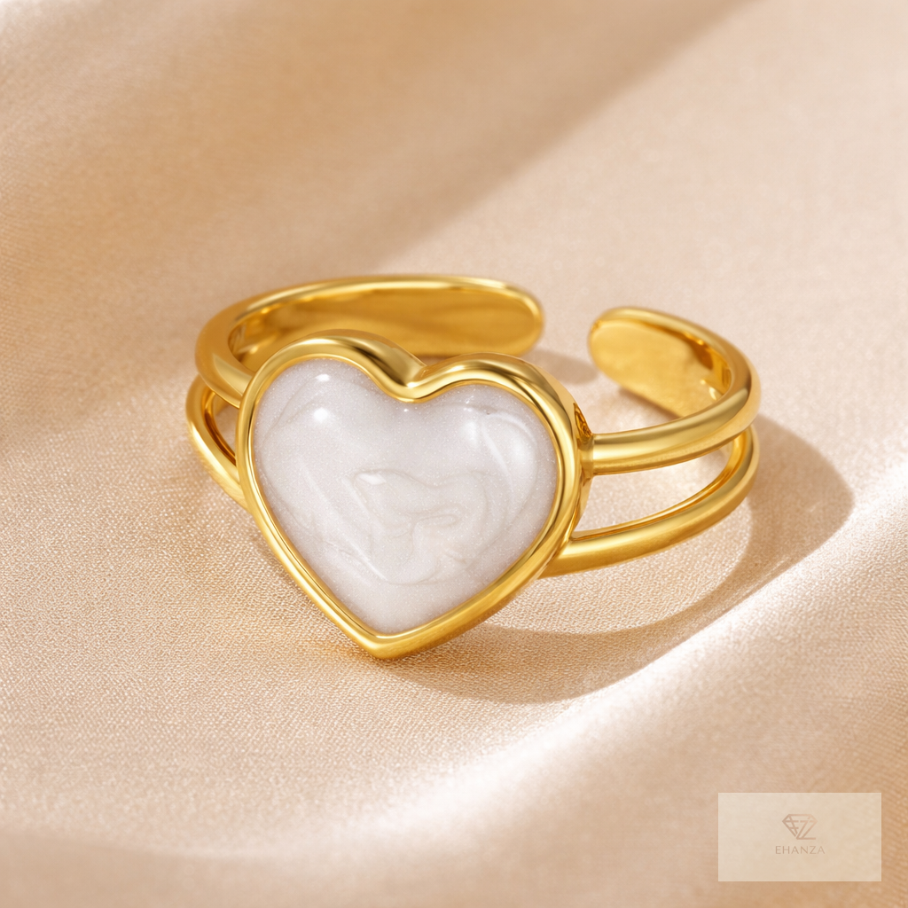 Aurelia Heart Ring – 18K Gold Adjustable Ring
